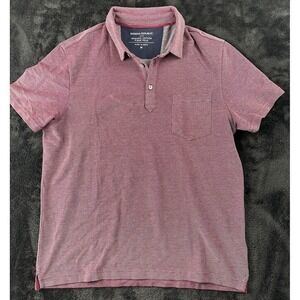 Banana Republic Mens Organic Cotton Pique Polo Shirt Burgundy Dot Size M